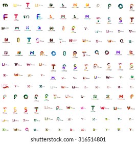 Mega serie de logos de empresas geométricas. Elementos de diseño de marca de negocios corporativos