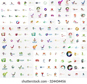 Mega set of geomeric company logos. Corporate business branding design elements