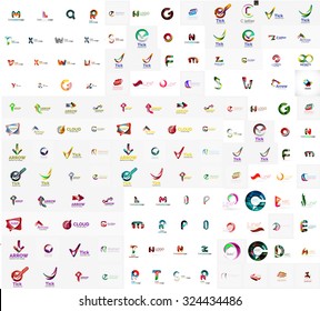 Mega serie de logos de empresas geométricas. Elementos de diseño de marca de negocios corporativos