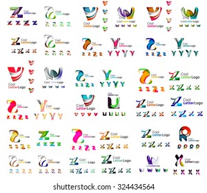 Mega serie de logos de empresas geométricas. Elementos de diseño de marca de negocios corporativos