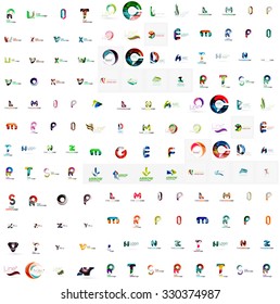 Mega serie de logos de empresas geométricas. Elementos de diseño de marca de negocios corporativos