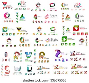 Mega set of geomeric company logos. Corporate business branding design elements