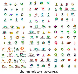 Mega set of geomeric company logos. Corporate business branding design elements. Vector letters and abstract shapes