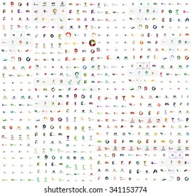 Mega set of geomeric company logos. Corporate business branding design elements. Vector letters and abstract shapes