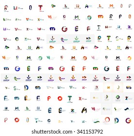 Mega set of geomeric company logos. Corporate business branding design elements. Vector letters and abstract shapes