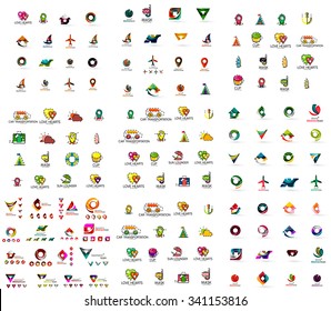 Mega serie de logos de empresas geométricas. Elementos de diseño de marca empresarial. Letras vectoriales y formas abstractas