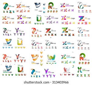 Mega serie de logos de la compañía geométrica. Elementos de diseño de marca de negocios corporativos