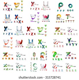 Mega set of geometric company logos. Corporate business branding design elements