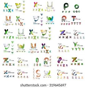 Mega set of geometric company logos. Corporate business branding design elements