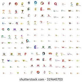Mega set of geometric company logos. Corporate business branding design elements