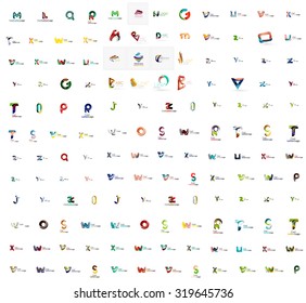 Mega serie de logos de la compañía geométrica. Elementos de diseño de marca de negocios corporativos