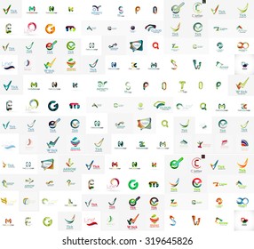 Mega serie de logos de la compañía geométrica. Elementos de diseño de marca de negocios corporativos