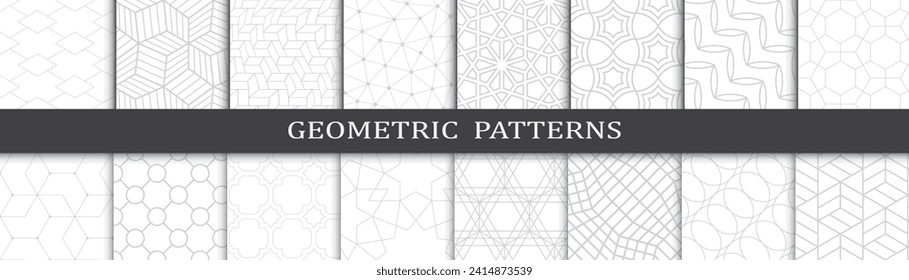 Mega conjunto de patrones geométricos. Colección simple del patrón vectorial de los años 70.