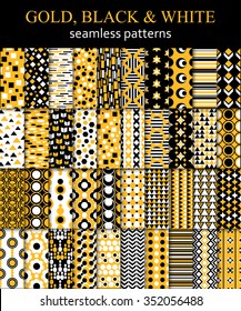 Mega set of gold, black and white ethnic seamless pattern. Vector illustration