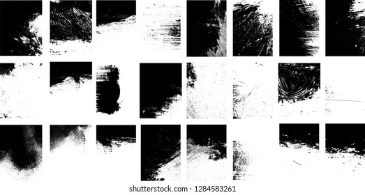 Mega set of Grunge Black and White Distress Texture .Wall Background .Vector 