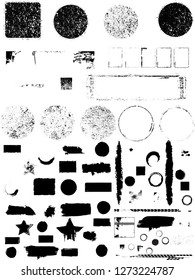 Mega set of Grunge elements  . Vector brush Stroke . Distressed banner . Large Black isolated paintbrush collection . Modern Textured shape . Dry border in Black . Bulge lines