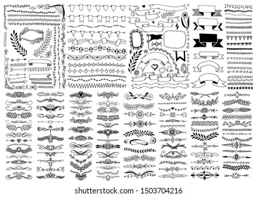 mega set of hand drawing doodle sketch design element, vector illustration