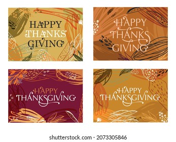 Mega set! Hand drawn Happy Thanksgiving - lettering typography poster. Celebration quotation on textured background for postcard, icon, logo or badge. 