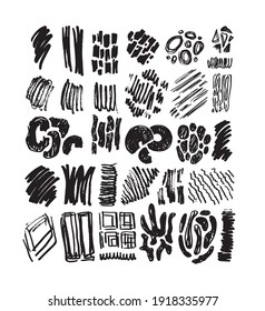 Mega set of hand drawn splash doodle design elements. Template for poster, t-shirt design, pattern, background.