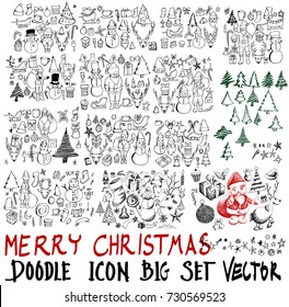 MEGA set of icon doodle Christmas illustration Hand drawn Sketch line vector