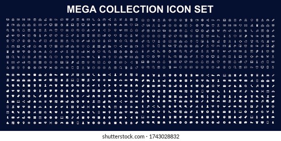 Mega set of icons in trendy flat style. Business, ecommerce, finance, accounting. Big set Icons collection. Vector illustration