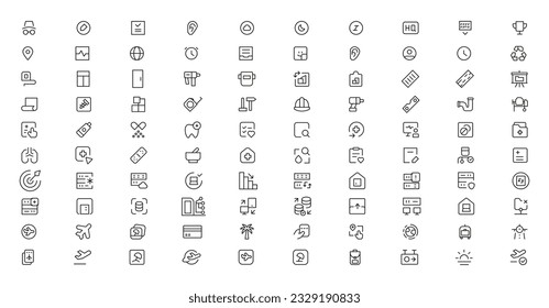 Mega set of icons in trendy line style. ui ux, ecology, real estate, transport, Business, ecommerce, finance, accounting. Big set Icons collection. Vector illustration