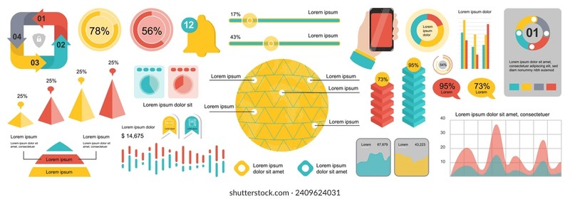 Mega set of infographic elements data visualization vector design template. Can be used for steps, options, business process, workflow, diagram, flowchart, timeline, marketing. Bundle info graphics.