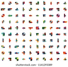 Mega conjunto de plantillas infográficas de formas geométricas. Para banners, fondos de negocios, presentaciones. Ilustración del vector