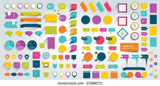 Mega set of infographics design elements,  bubbles, stickers, bammers, schemes. Vector illustration.