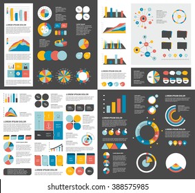 Mega set of infographics elements charts, graphs, circle charts, diagrams, speech bubbles. Flat and 3D design. Vector.