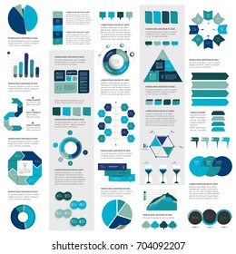 Mega set of infographics elements charts, graphs, circle charts, diagrams, speech bubbles. Flat and 3D design. Vector.