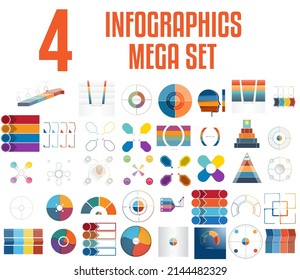 Mega set of infographics.Vector templates 4 positions