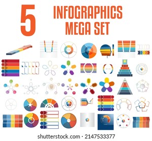 Mega set of infographics.Vector templates 5 positions