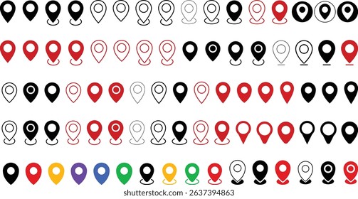 Mega set of Location pin icon. Map navigation line style symbol. Gps location sign. navigation icons set