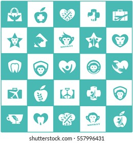 Mega set logo vector designs. monkey, dental, travel, home logos,