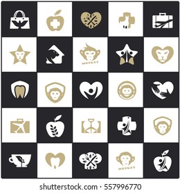 Mega set logo vector designs. monkey, dental, travel, home logos,