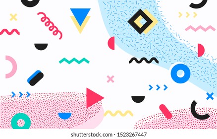 Mega set of memphis design elements, template for your project. Big colorful vector collection