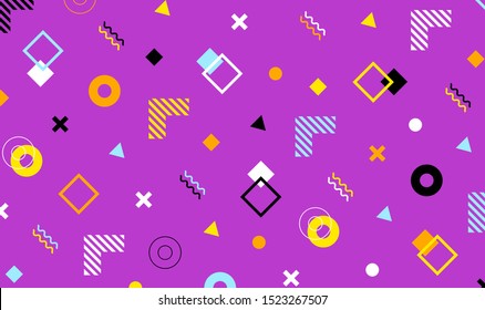 Mega set of memphis design elements, template for your project. Big colorful vector collection