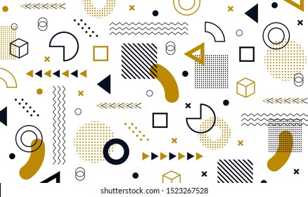 Mega set of memphis design elements, template for your project. Big colorful vector collection
