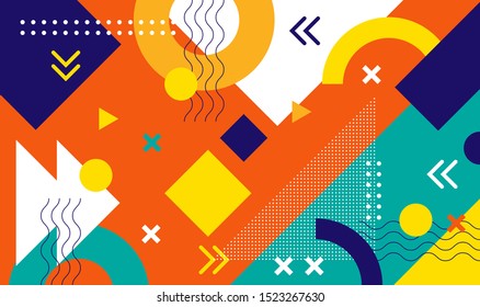 Mega set of memphis design elements, template for your project. Big colorful vector collection