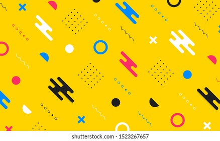 Mega set of memphis design elements, template for your project. Big colorful vector collection