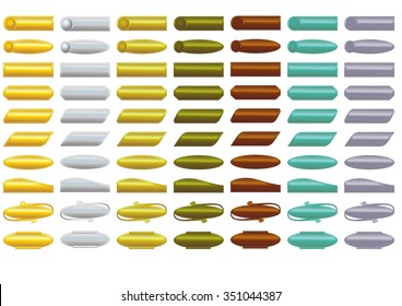 Mega set of metallic decorative buttons in different colors with gradient
