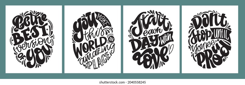 Mega set. Motivation hand drawn doodle lettering poster about life. Lettering for poster, banner, t-shirt design.