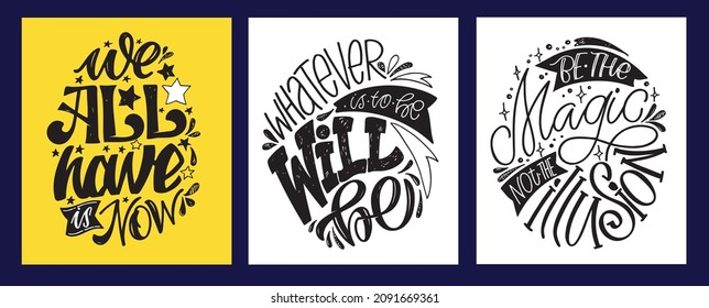 Mega set! Motivation hand drawn lettering poster about life. Lettering art for poster, banner, t-shirt design.