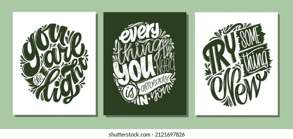 Mega set! Motivation hand drawn doodle lettering postcard about life. Lettering label art for t-shirt design, banner, poster, web.