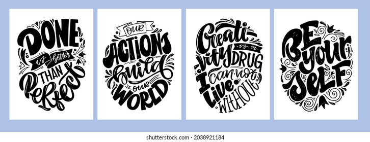 Mega set. Motivation lettering quote. Cute hand drawn doodle lettering label. Lettering for poster, web, t-shirt design.