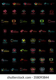 Mega set of multicolored swirl and circle logos, loop cycle infinity concepts