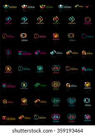 Mega conjunto de logotipos multicolores de giratoria y círculo, conceptos de infinito de ciclo de bucle