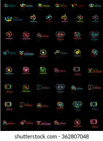 Mega conjunto de logotipos multicolores de giratoria y círculo, conceptos de infinito de ciclo de bucle
