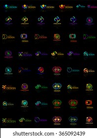 Mega set of multicolored swirl and circle logos, loop cycle infinity concepts